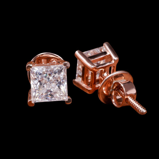 vvs moissanite rose gold square earring