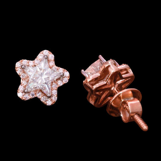 vvs moissanite rose gold star earring