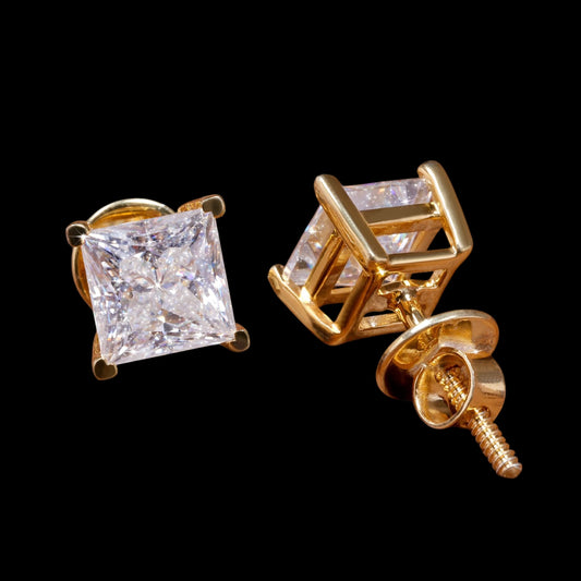 vvs moissanite gold square earring