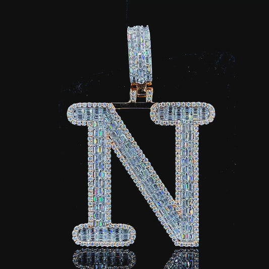 rose gold vvs moissanite letter N pendant