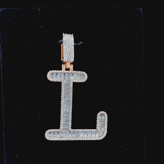 rose gold vvs moissanite letter L pendant