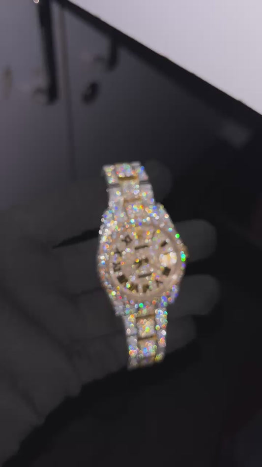 two tone vvs moissanite rolex gold face